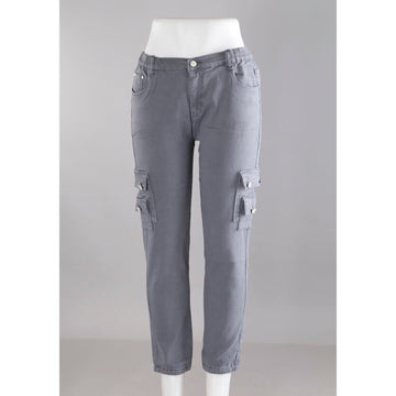 Women Grey Jogger Cargo Jeans
