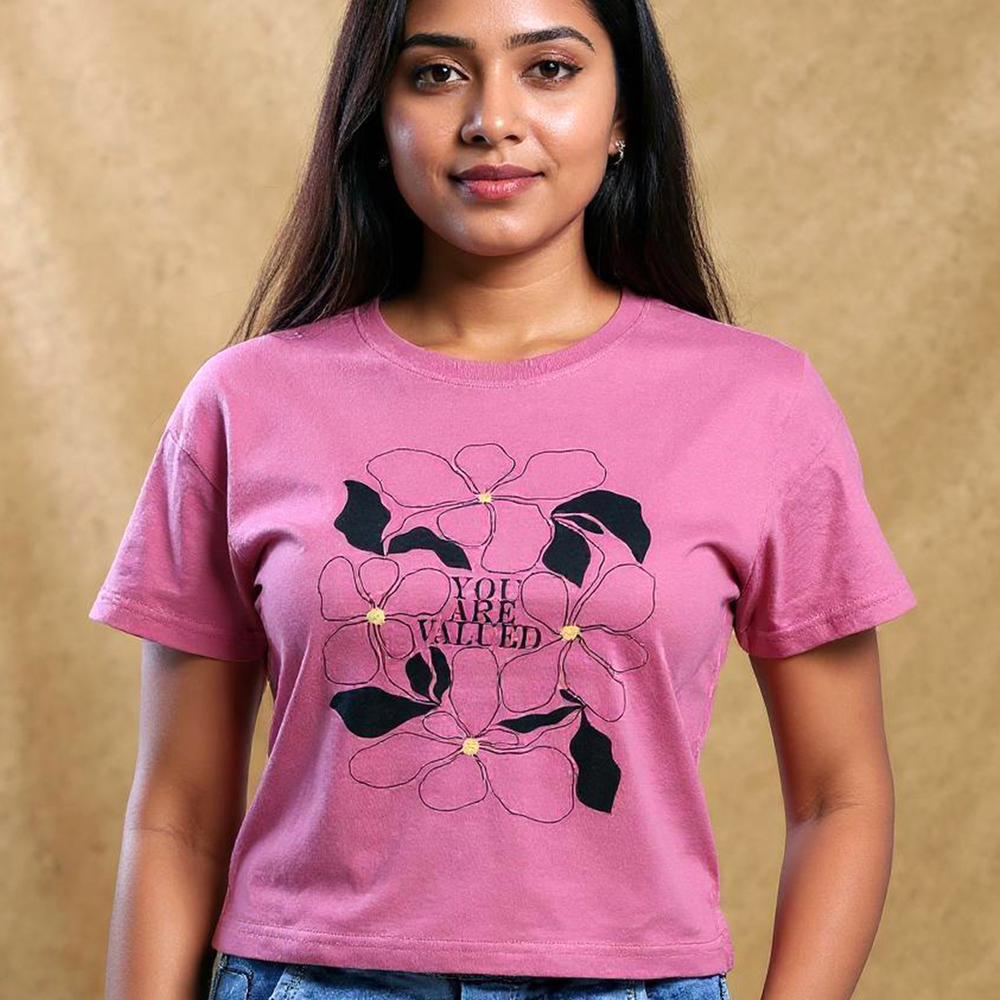 Graphic Crop T-Shirt for Women - Pink