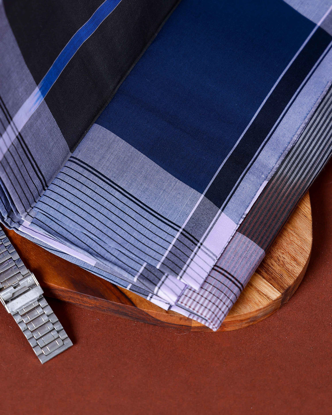 Nandu Brand Men's Premium Cotton Striped Lungi Stitched - Multi