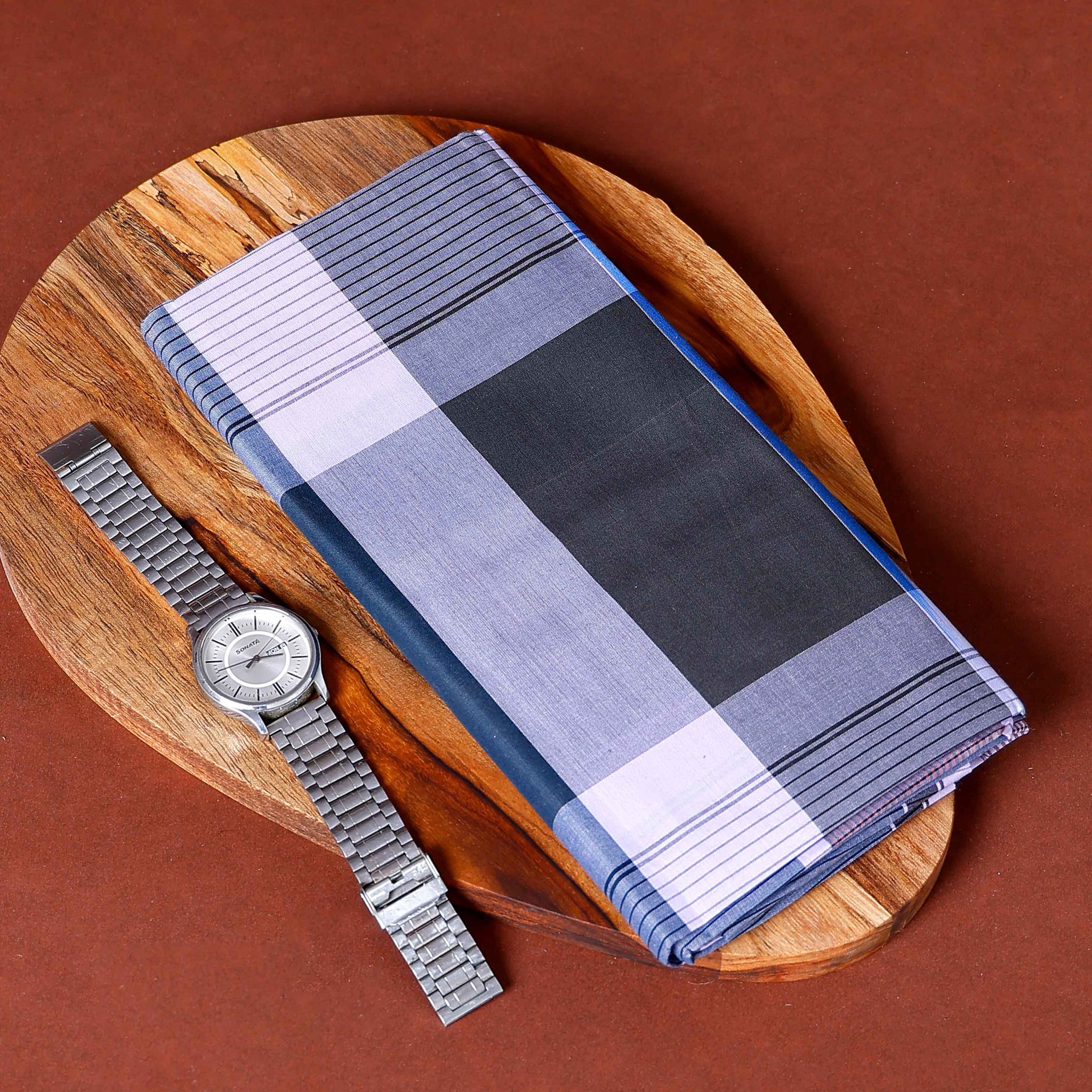 Nandu Brand Men's Premium Cotton Striped Lungi Stitched - Multi