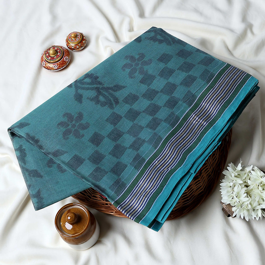 Bengal Cotton Saree For Women | Daily Office Wear Summer Collection | Jeyachandran - Full View