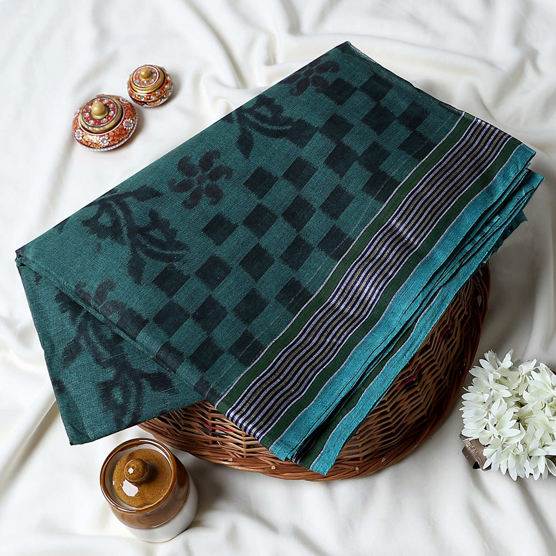 Bengal Cotton Saree For Women | Daily Office Wear Summer Collection | Jeyachandran - Full View
