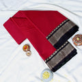 Light Red Mangalagiri Cotton Saree With Traditional Woven Border And Contrast Edge - Top Folded View