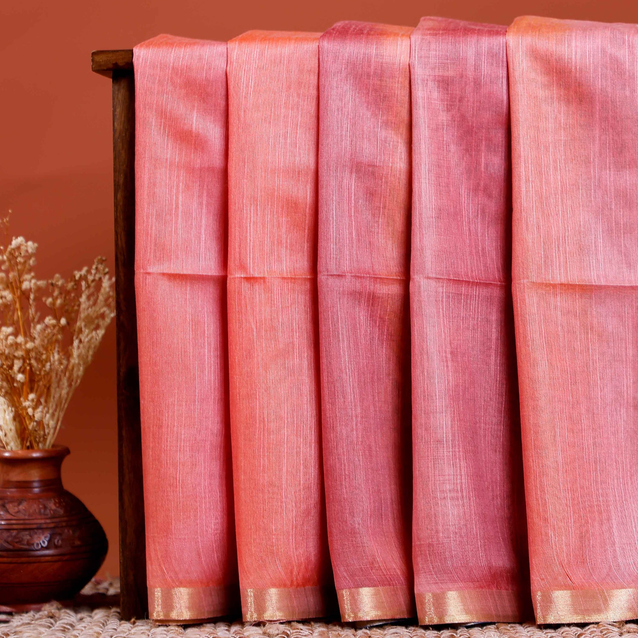 Graceful Semi Silk Saree with Subtle Weave and Zari Accents - Pink