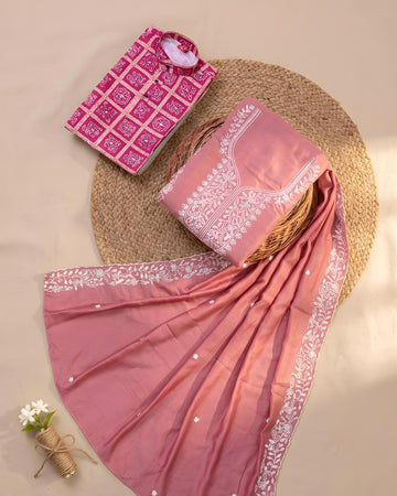 Traditional Mother Son Combo Salwar Suit Material with Kids Kurta Set