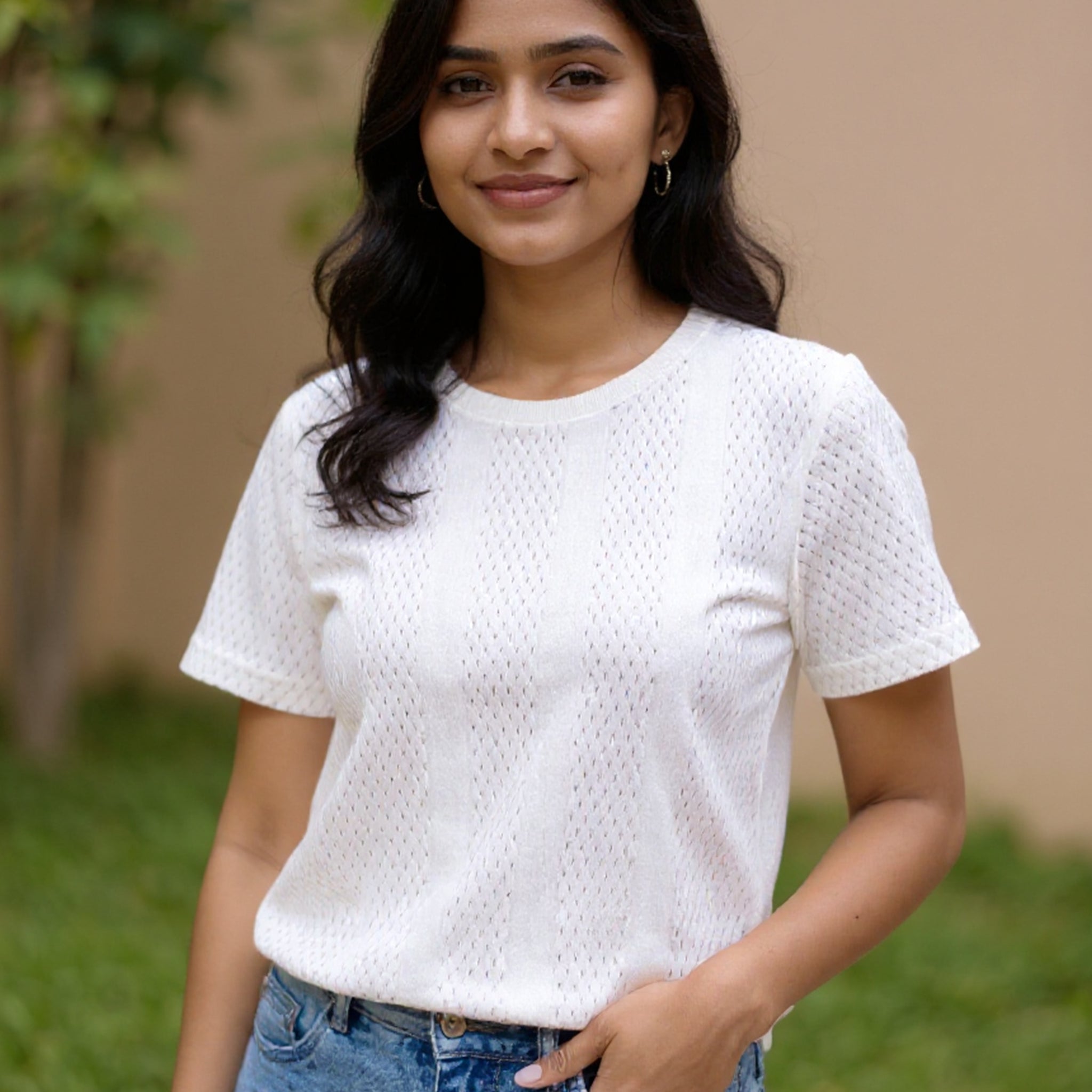 Round Neck Women White Colour T-Shirt