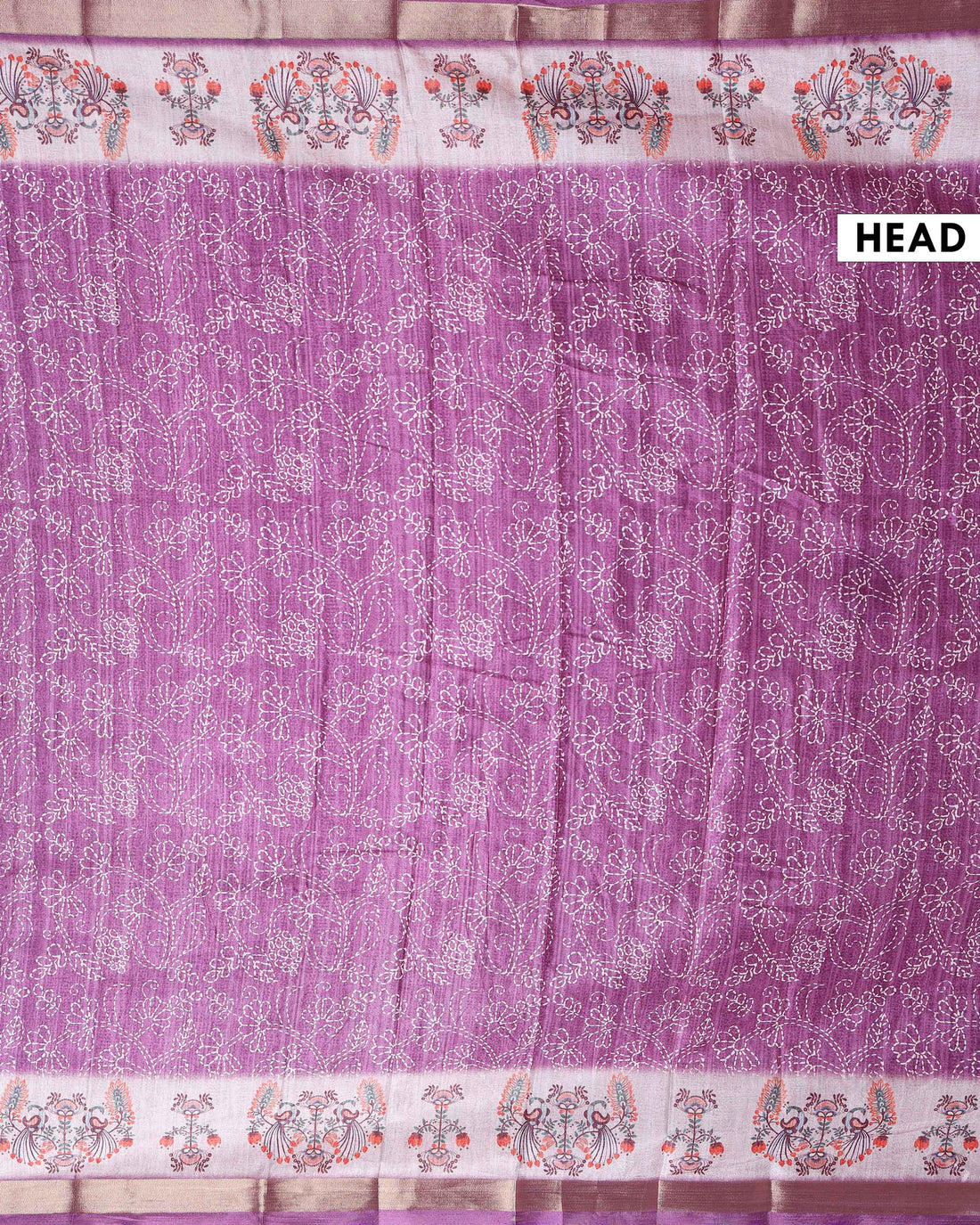 Elegant Dola Saree with Intricate Floral and Peacock Motif Border - Purple