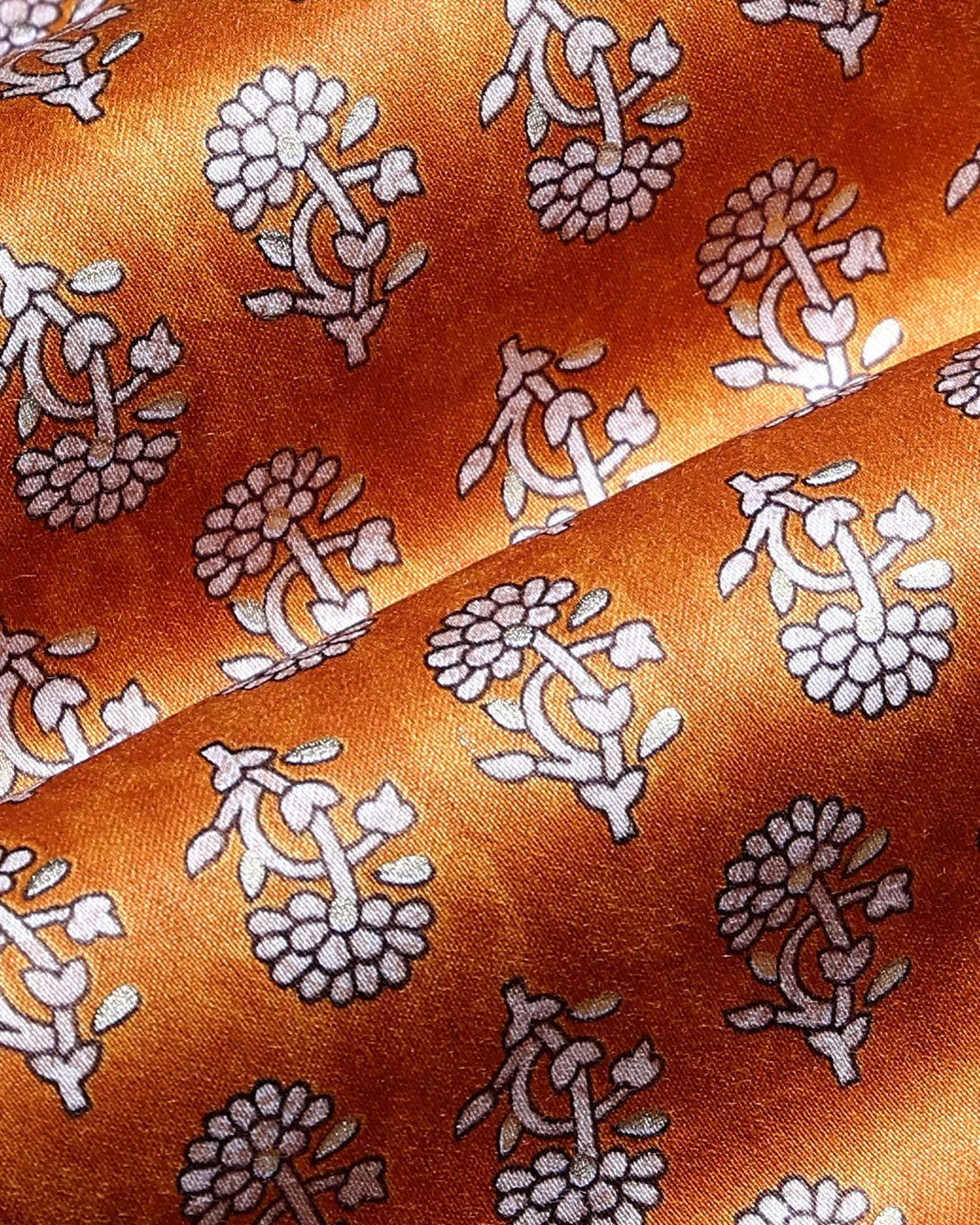 Women’s Handloom Cotton 1 Meter Blouse Material with Traditional Floral Block Print Design - Orange