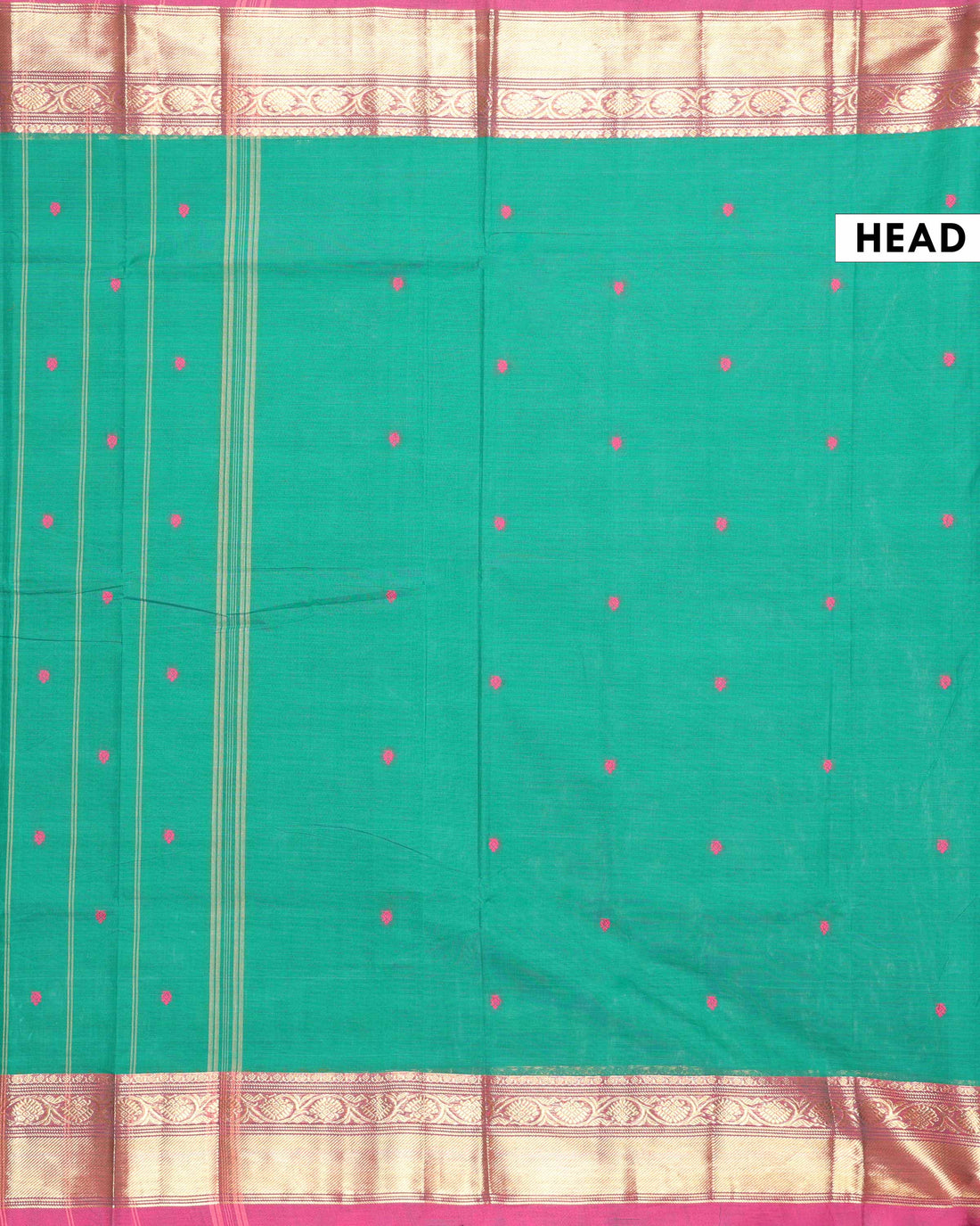 Elegant Handloom Chettinad Cotton Saree with Traditional Zari Woven Border and Subtle Motifs - Green