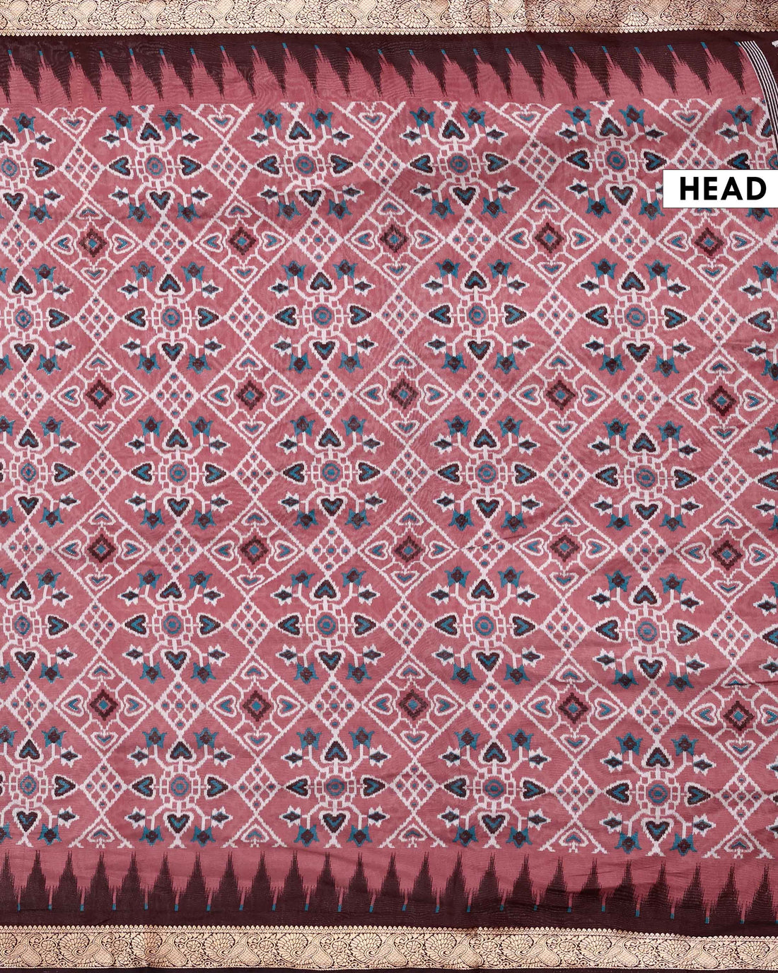 Elegant Semi Chanderi Saree with Intricate Geometric & Ikkat Inspired Motifs and Tal Zari Border- pink