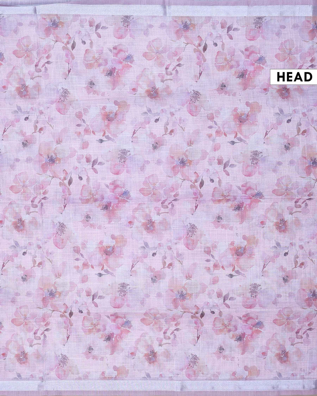 Elegant Linen Blend Saree with All Over Floral Print and Subtle Woven Traditional Border - Light Pink