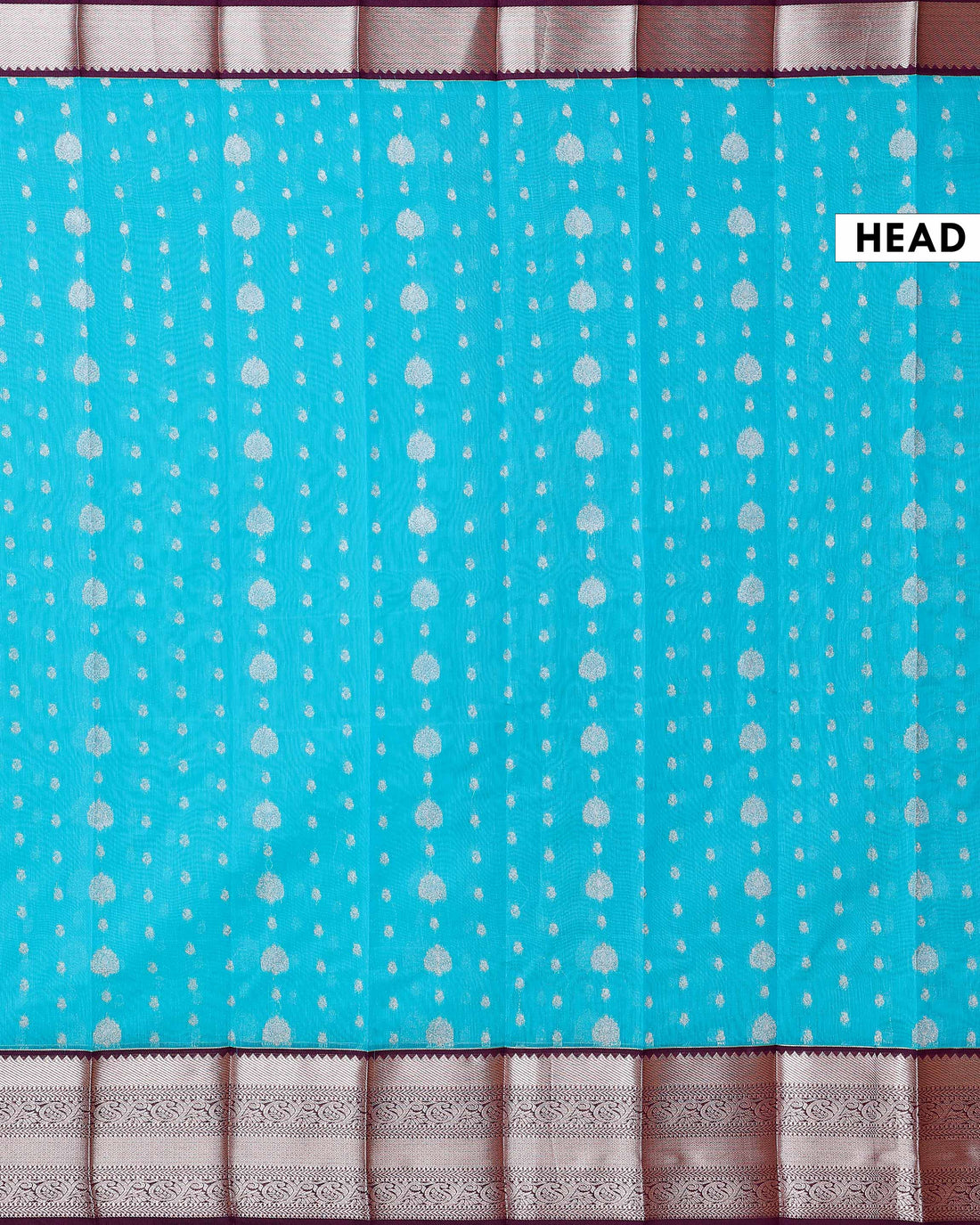 Elegant Elampillai Silk Cotton Saree with Intricate Zari Butti Weave and Rich Contrast Border - Sky Blue