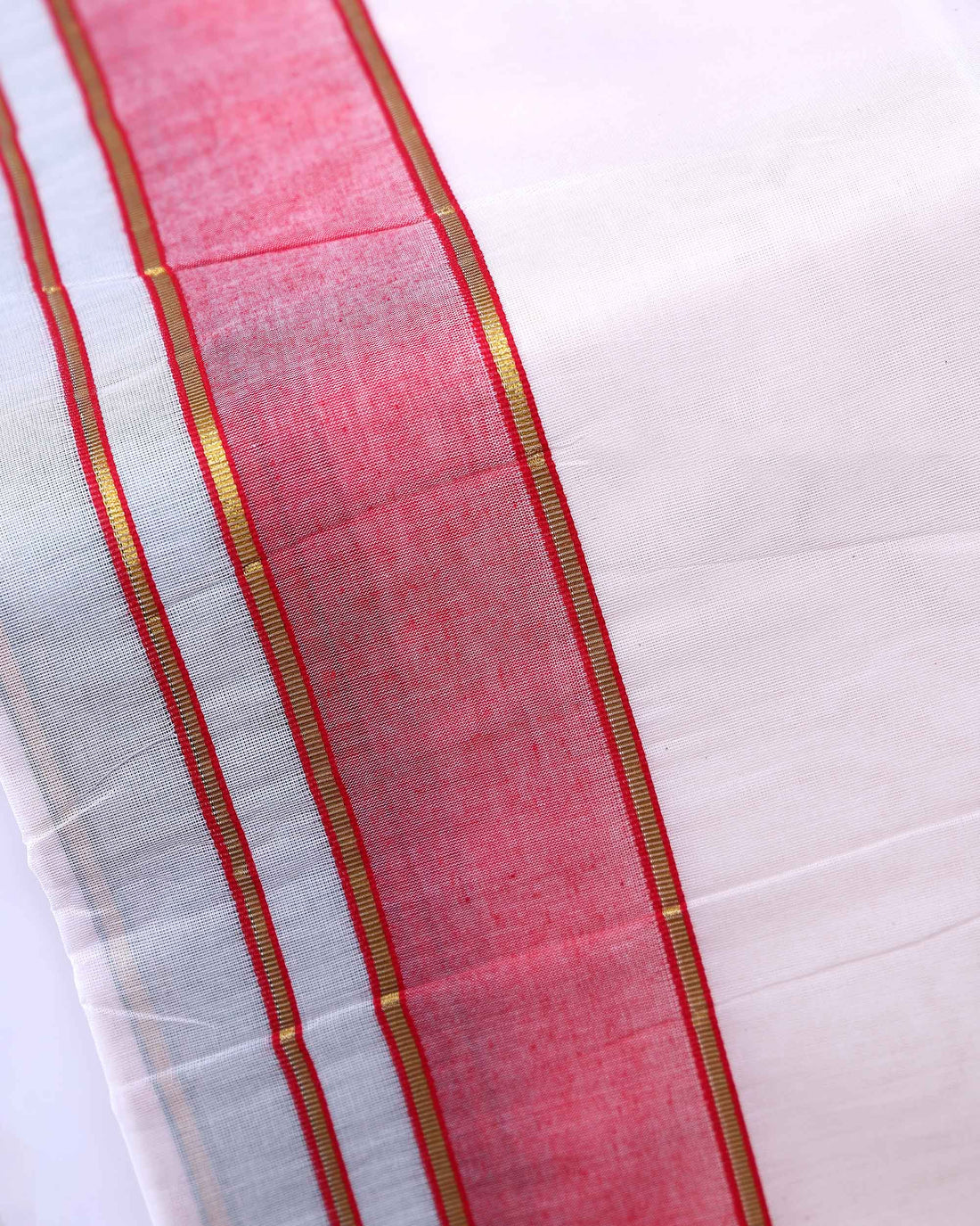 Men’s Traditional Handloom 10*6 Meter Cotton Dhoti with Multi Border - Off White