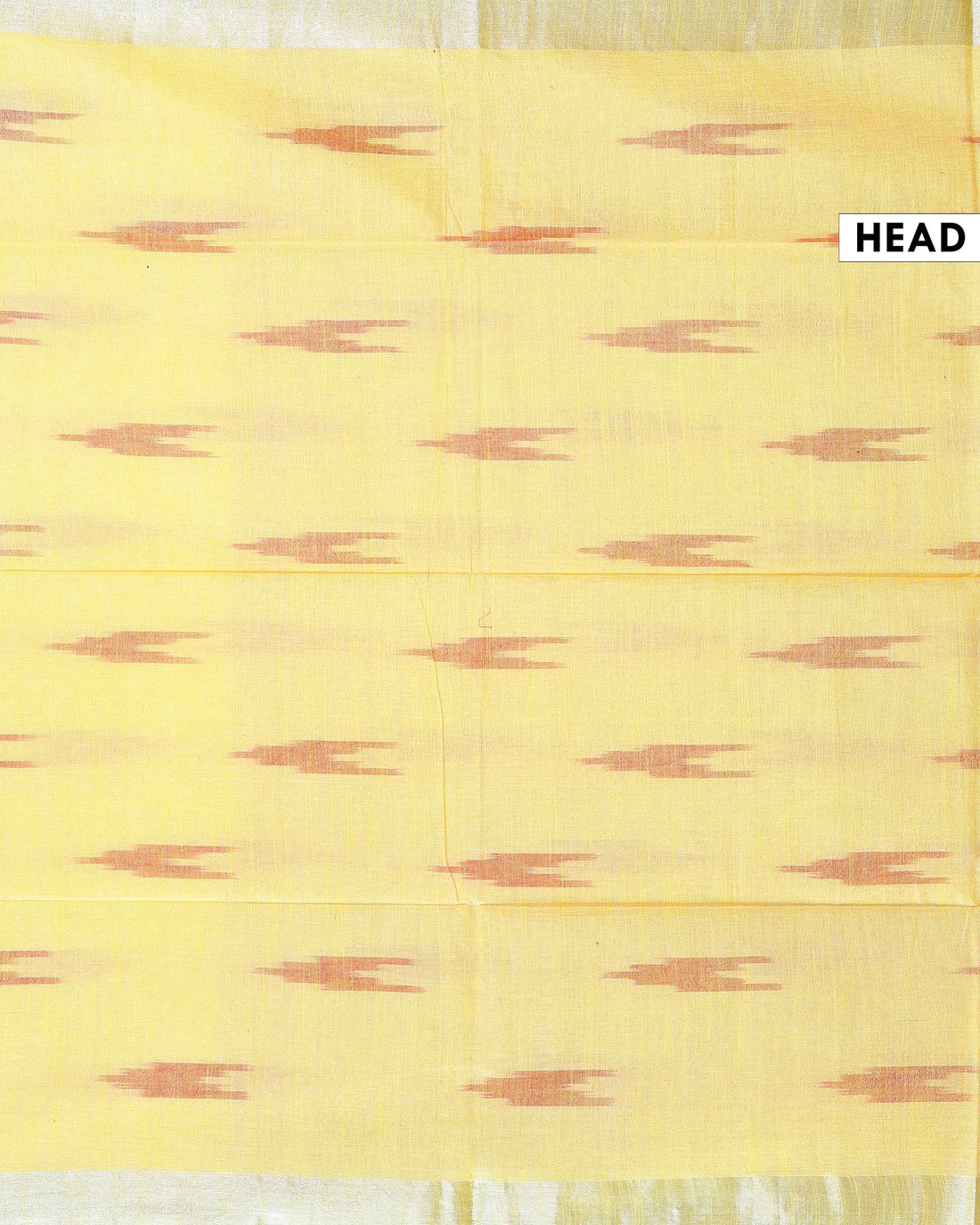 Handloom Linen Cotton Saree with Ikkat Inspired Pattern - Yellow