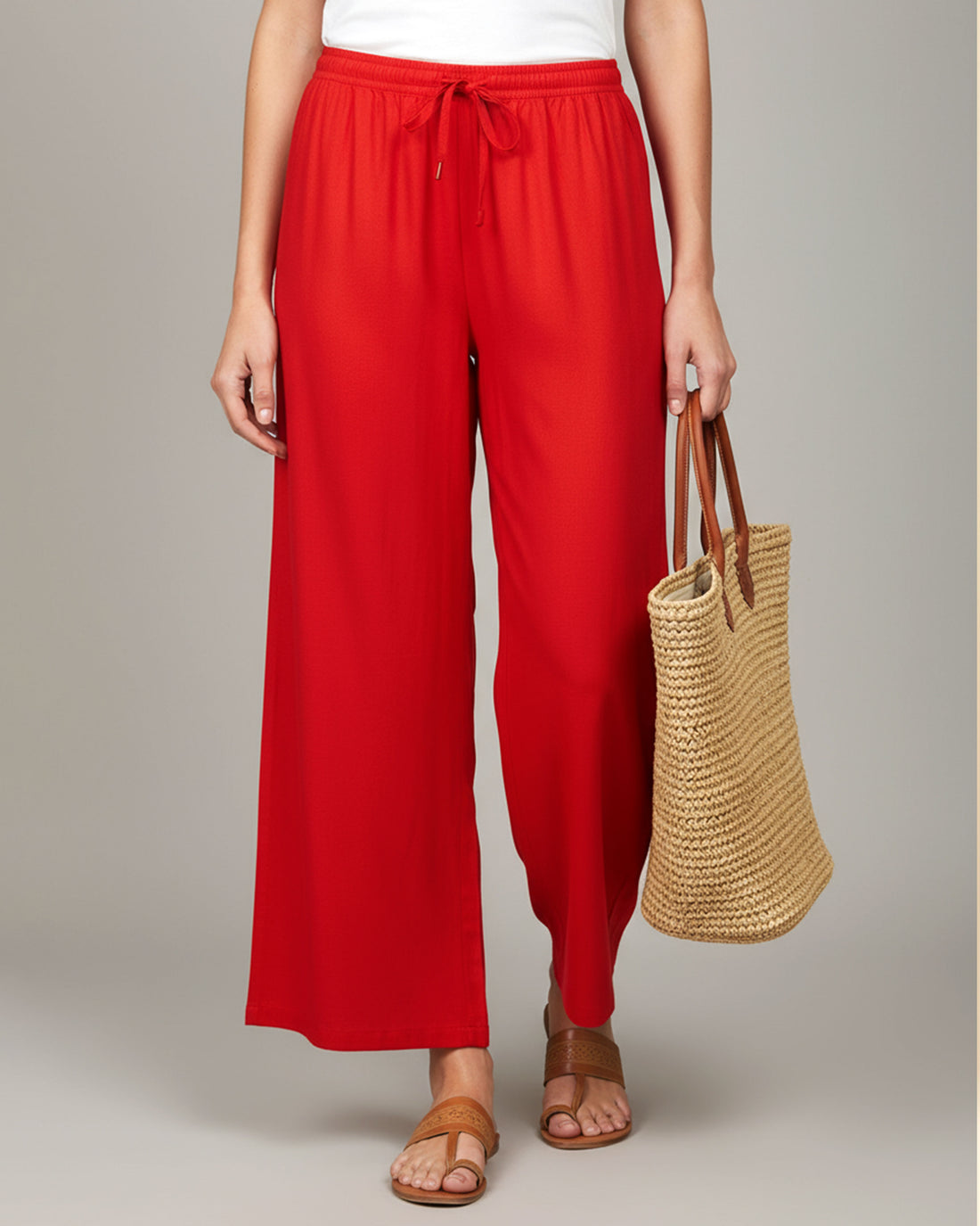 Elegant High-Waist Flared Palazzo Pant - Rust