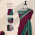 Mangalagiri Cotton Saree With Green  Zari Border Designer Pallu And Running Blouse Piece For Festive And Office Wear