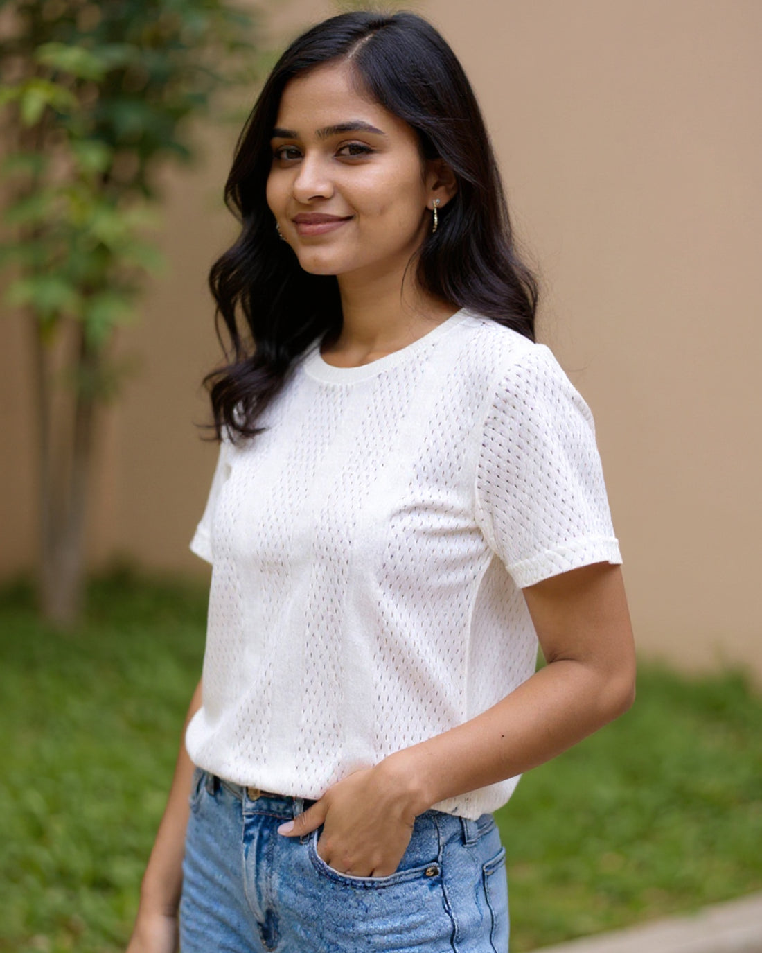 Round Neck Women White Colour T-Shirt