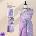 Bengal Cotton Saree With Floral Woven Motifs, Checked Pattern And Striped Border In Pink Front Draped View