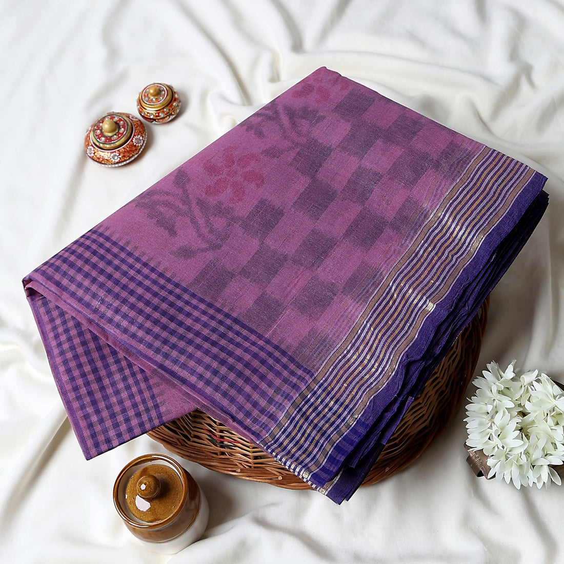 Bengal Cotton Saree For Women | Daily Office Wear Summer Collection | Jeyachandran - Full View