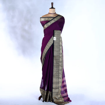 Purple Mangalagiri Cotton Saree for Women | Festive Summer Collection | Jeyachandran - Full View
