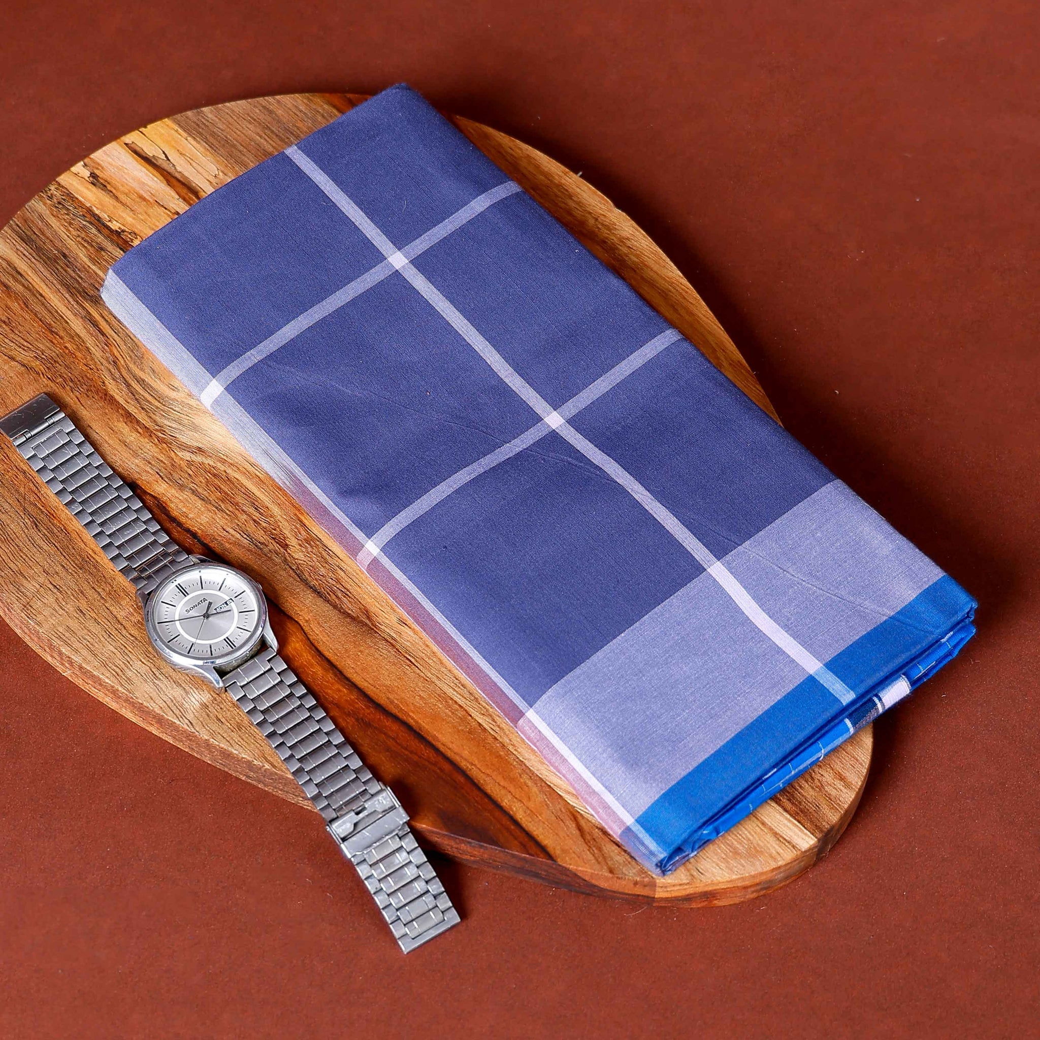 Nandu Brand Men's Premium Cotton Checked Lungi Stitched - Multi