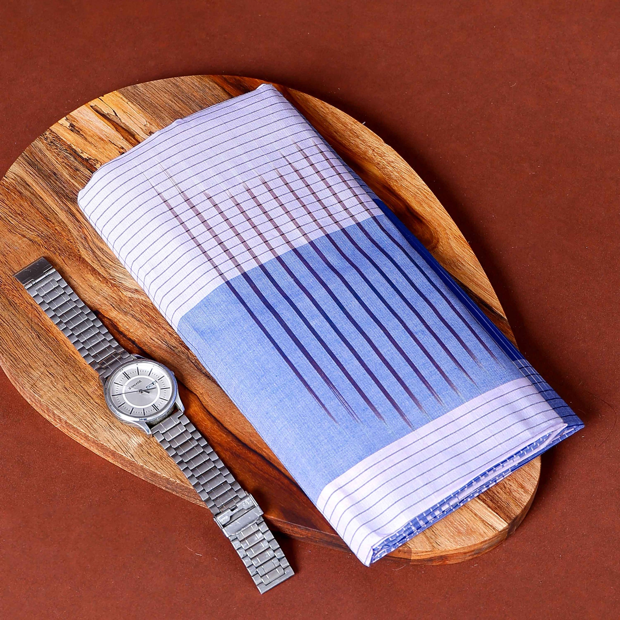 Nandu Brand Men's Premium Cotton Striped Lungi Stitched - Multi