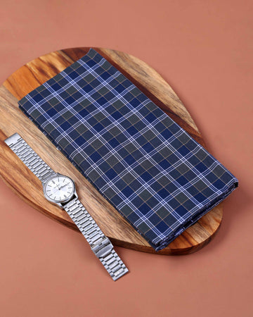 Nandu Brand Men's Premium Cotton Checked 2.20 Meter Stitched Lungi -Multi