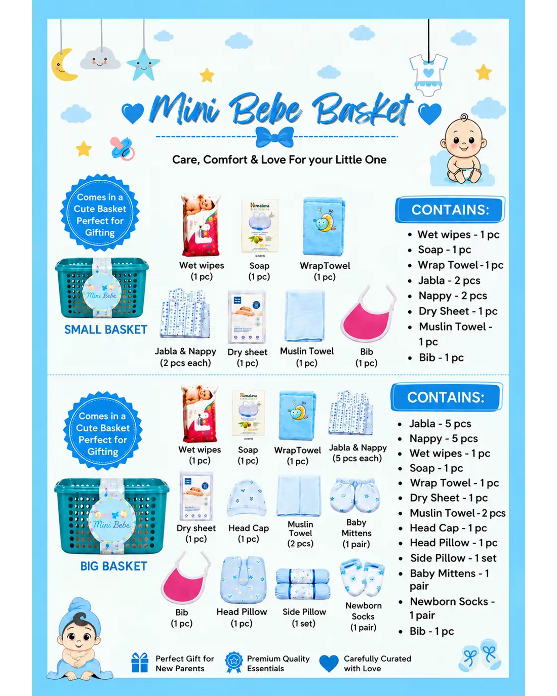 New Born Girl Baby Essentials Gift Combo Box - 10 Items