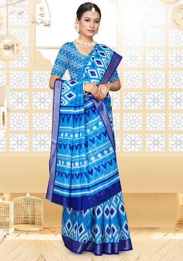 Dark Blue Color Ikkat Saree - IK11