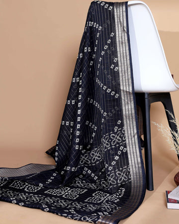 Elegant Dola Silk Saree with Bandhani Print Saree - Black