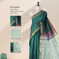 Banana Pith Saree in Dark Green with Light Green Pallu and Intricate Gold Zari Border