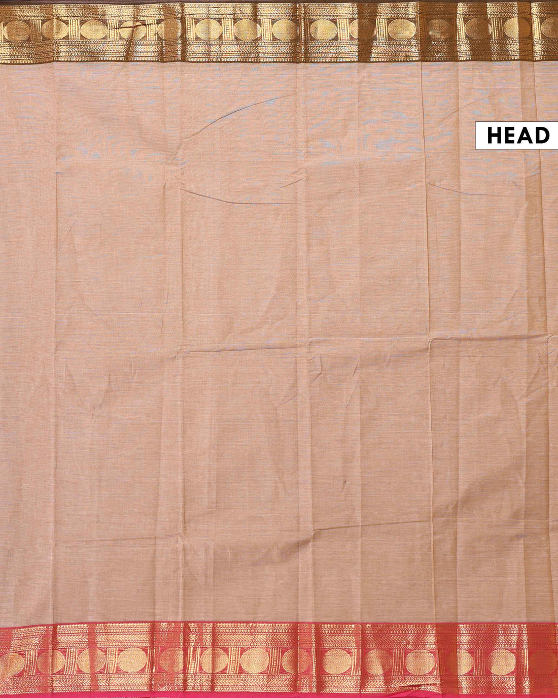 Elegant Handloom Chettinad Cotton Saree with Plain Body and Zari Woven Ganga Jamuna Border - Beige