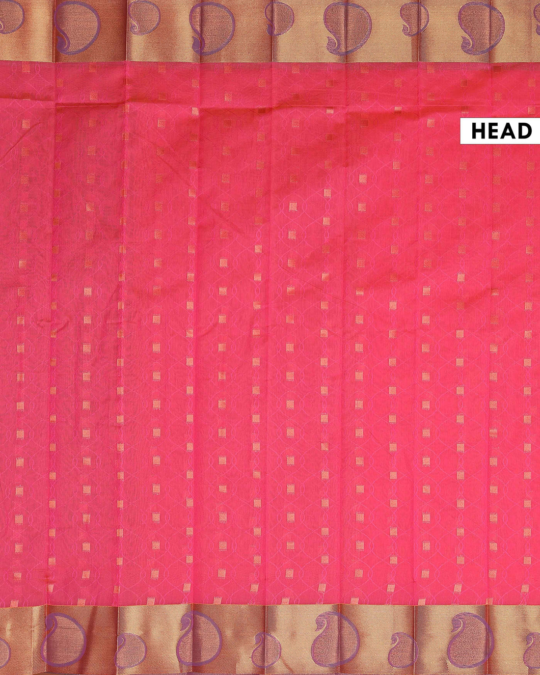 Elegant Elampillai Silk Cotton Saree with Zari Woven Square Motifs and Contrast Border  - Pink