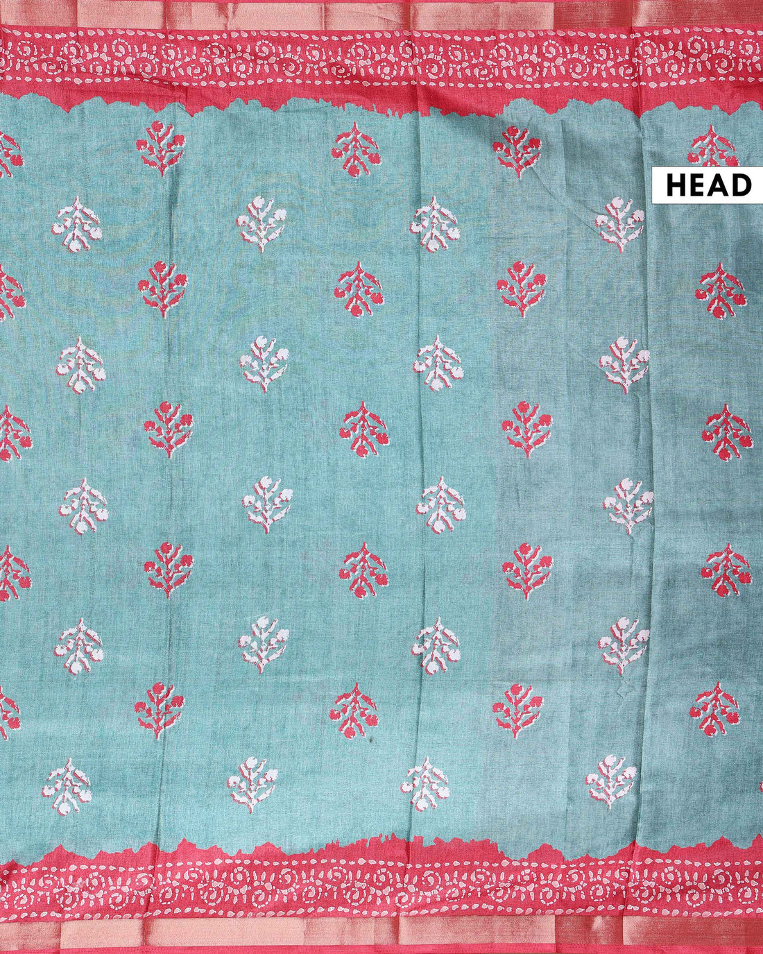 Elegant Dola Saree with Floral Motifs and Contrast Border - Green