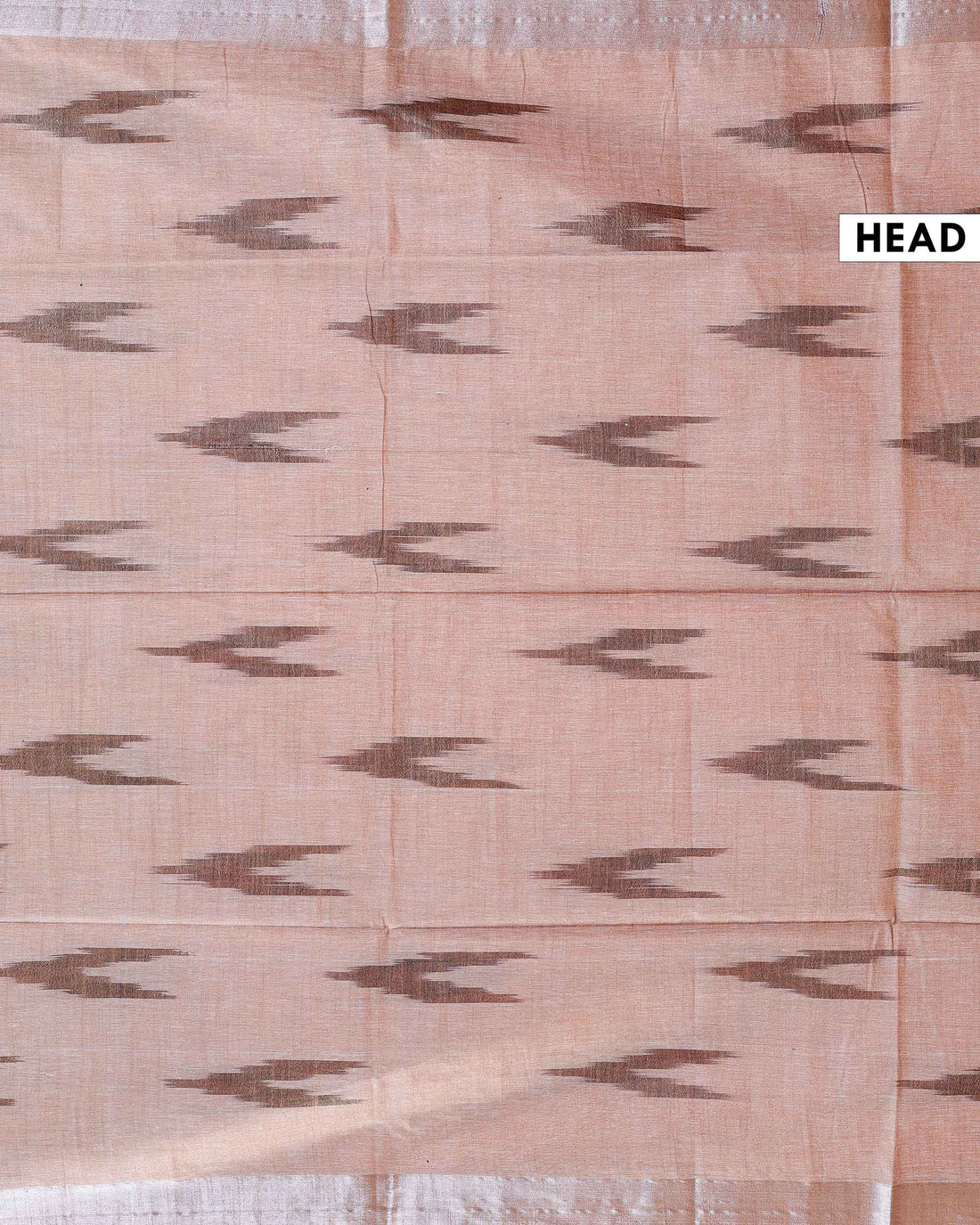 Handloom Linen Cotton Saree with Ikkat Inspired Pattern - Brown