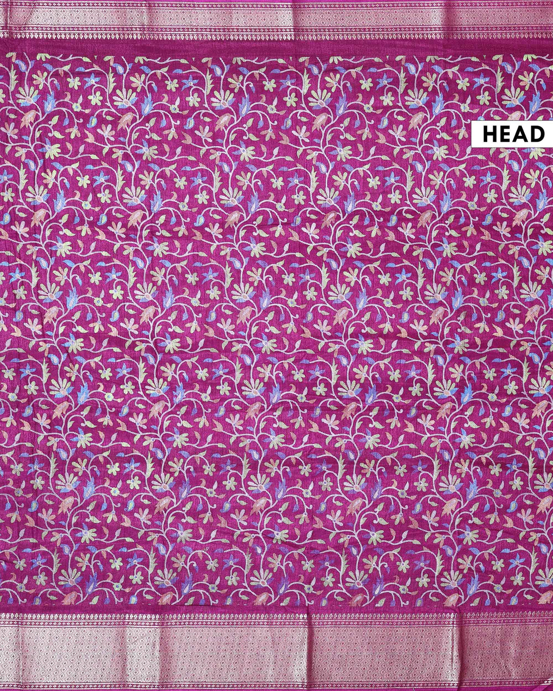 Elegant Dola Silk Saree with All-Over Floral Vine Weaving and Rich Traditional Zari Border with Contrast Pallu - Purple