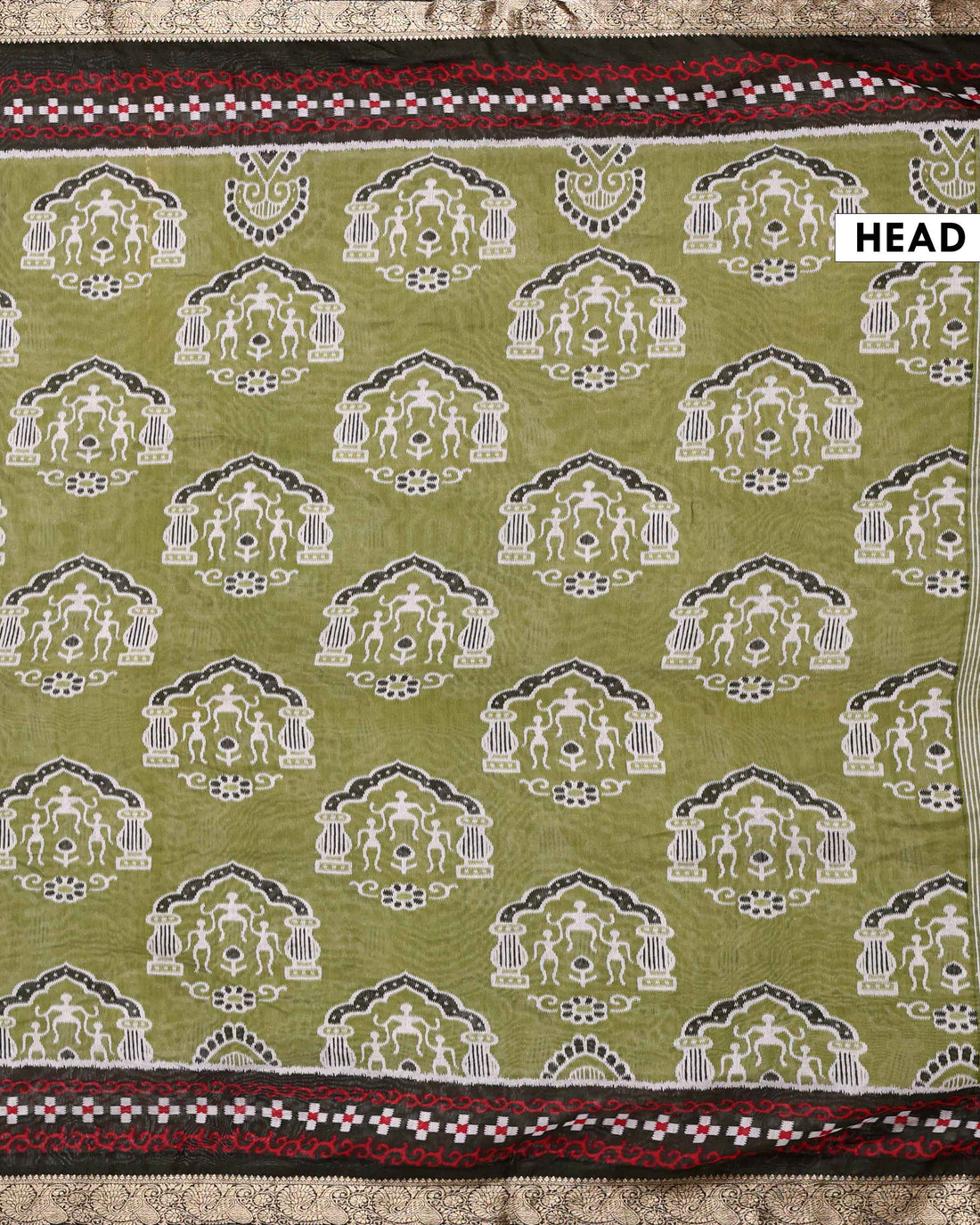 Elegant Semi Chanderi Saree with Traditional Floral Motifs and Zari Woven Contrast Border - Green