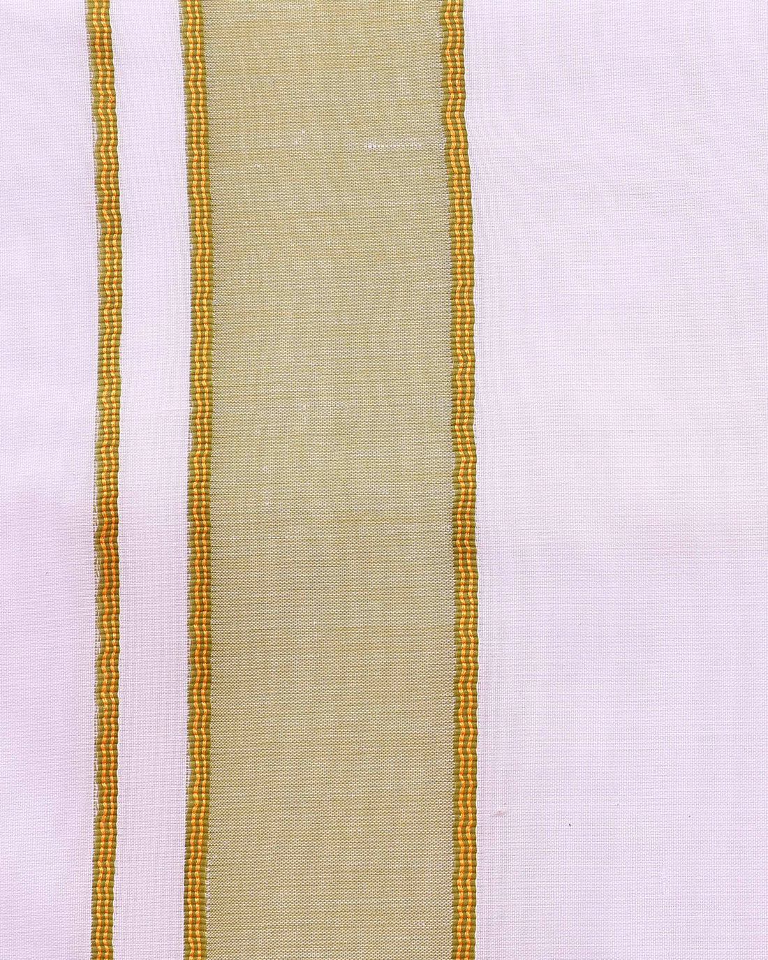 Men’s Traditional Handloom 10*6 Meter Cotton Dhoti with Green Border - White 