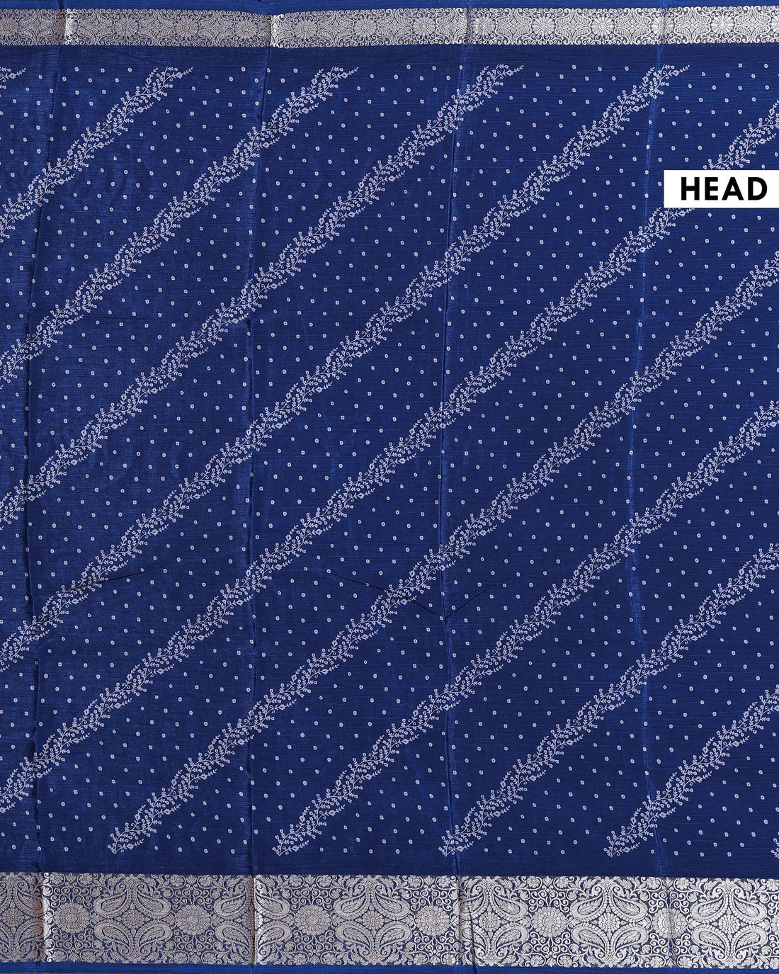 Elegant Dola Silk Saree with Delicate Floral Vine Buti and Intricately Woven Zari Border - Navy Blue