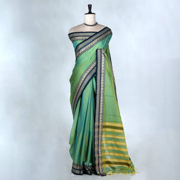 Green Mangalagiri Cotton Saree for Women | Festive Summer Collection | Jeyachandran - Full View