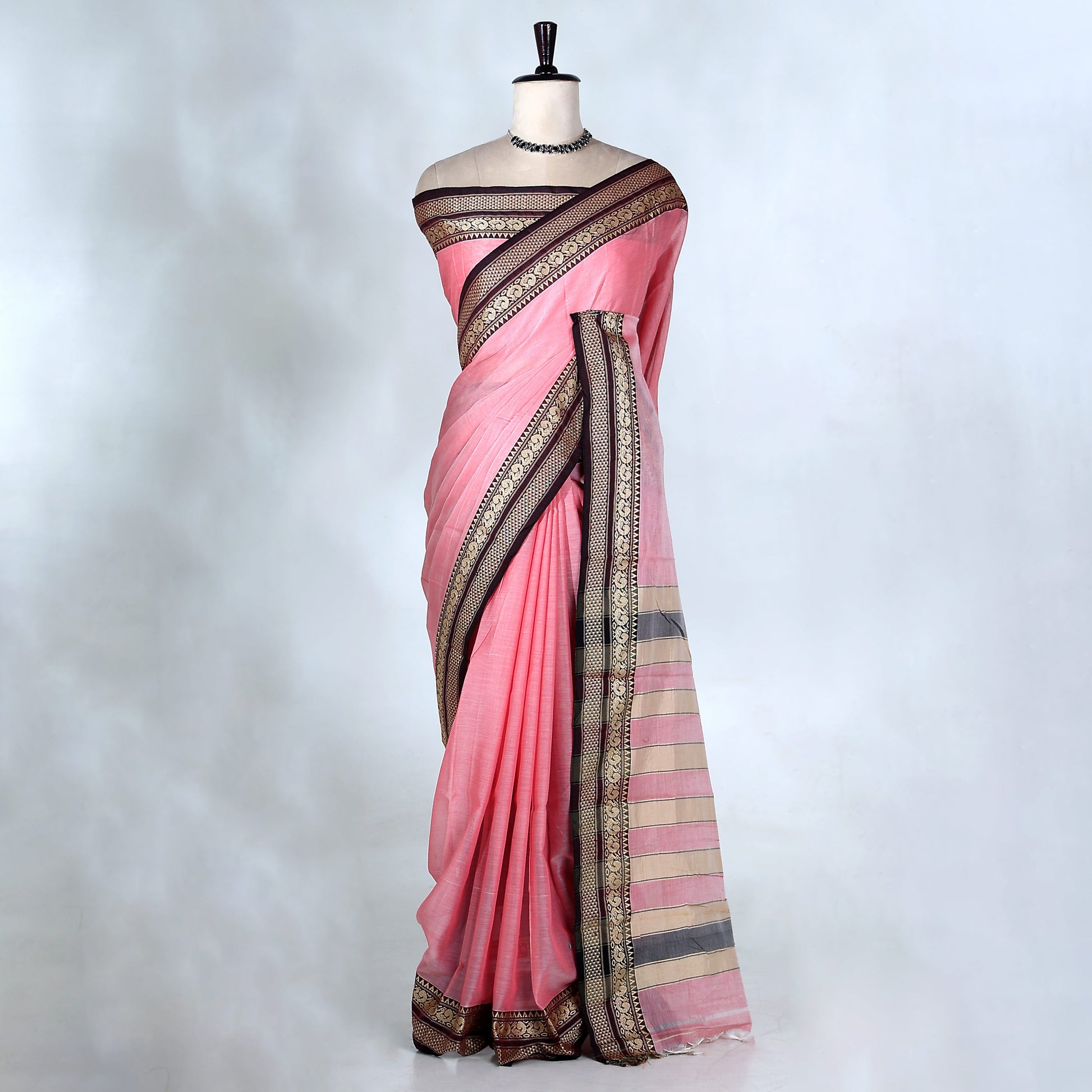 Pink Mangalagiri Cotton Saree for Women | Festive Summer Collection | Jeyachandran - Full View
