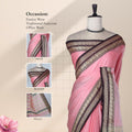 Traditional Mangalagiri Cotton Saree With Peacock Zari Woven Maroon Border In Pink Shade, Draped Front View
