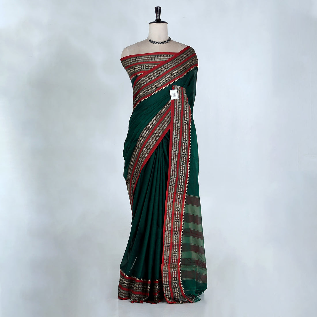 Dark Green Mangalagiri Cotton Saree for Women | Festive Summer Collection | Jeyachandran - Full View