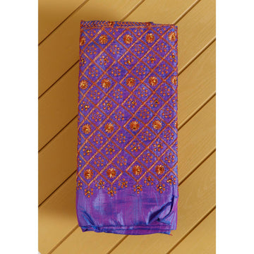 Blue Embroidered Unstitched Blouse Material two