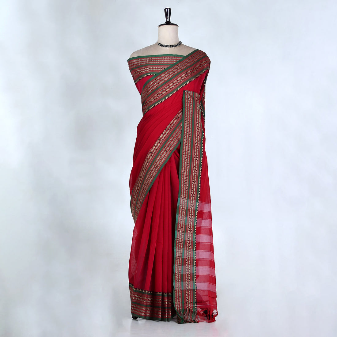 Light Red Mangalagiri Cotton Saree for Women | Festive Summer Collection | Jeyachandran - Full View