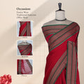 Light Red Mangalagiri Cotton Saree With Elegant Contrast Border Matching Running Blouse Piece And Striped Pallu With Traditional Woven Designs