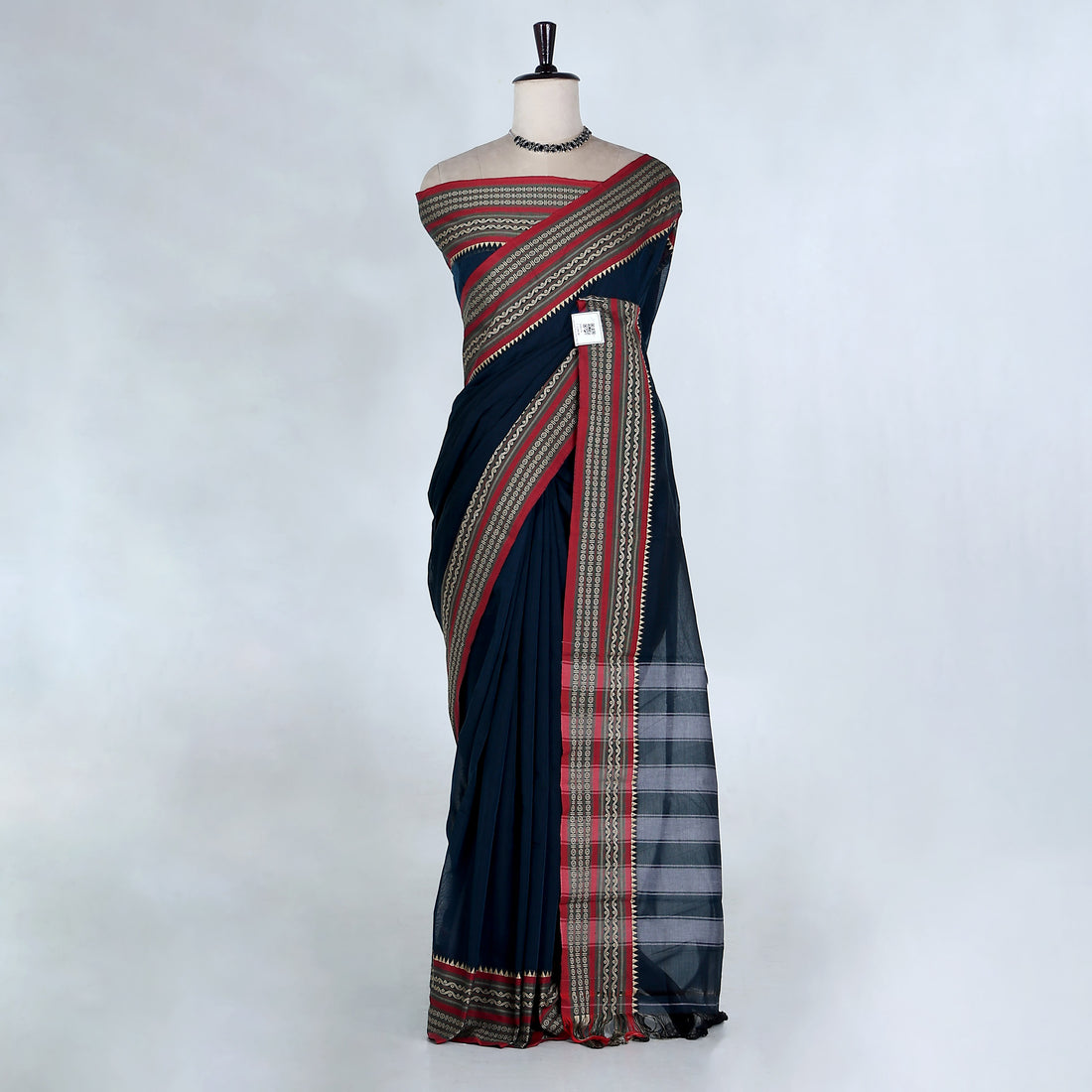 Navy BlueMangalagiri Cotton Saree for Women | Festive Summer Collection | Jeyachandran - Full View