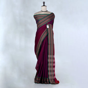 Purple Mangalagiri Cotton Saree for Women | Festive Summer Collection | Jeyachandran - Full View