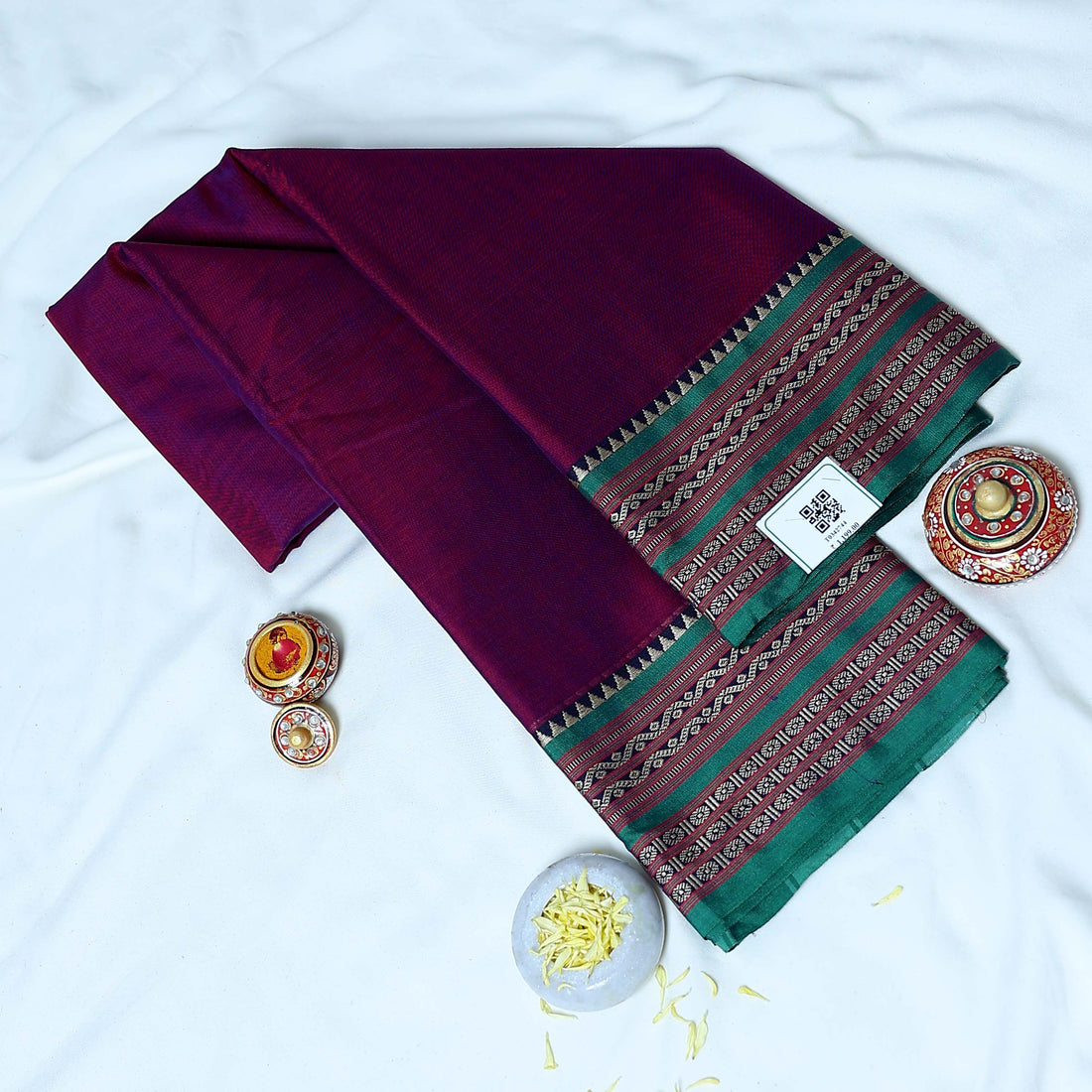 Purple Mangalagiri Cotton Saree for Women | Festive Summer Collection | Jeyachandran - Full View