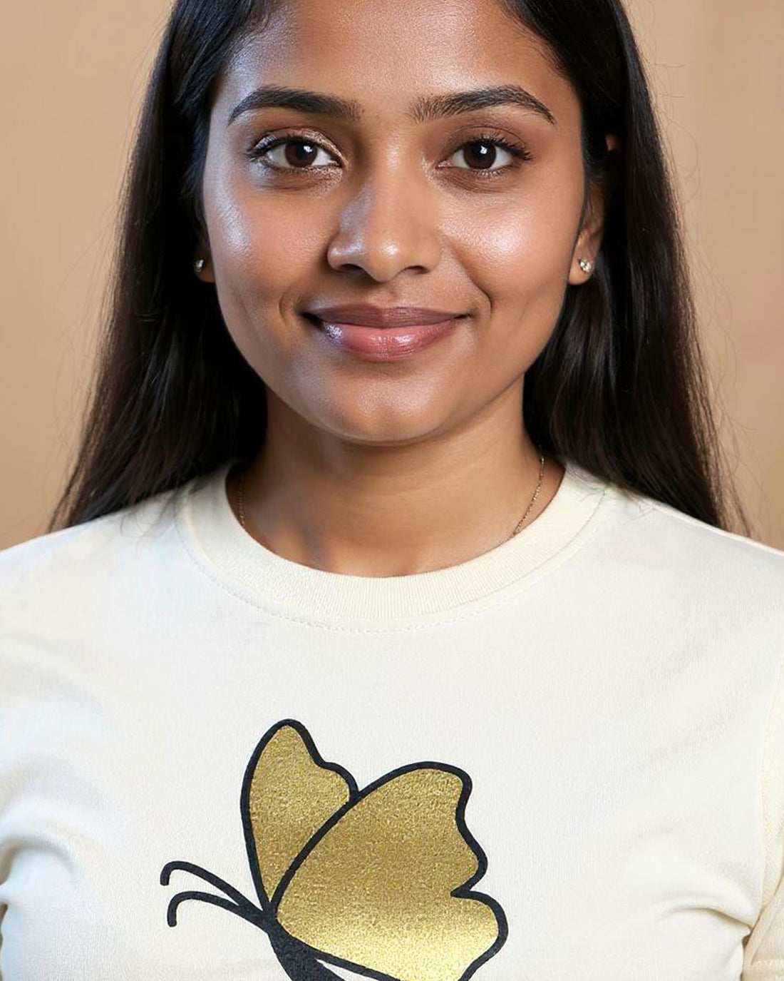Butterfly Graphic Women's T-Shirt - Cream